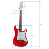 Glarry GST3 Pearl White Pick Guard Electric Guitar Bag Shoulder Strap Pick Whammy Bar Cord Wrench Tool Red